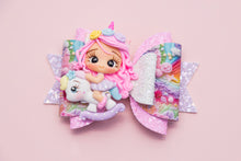 Load image into Gallery viewer, Girl on Rocking Unicorn 4.5 inch (11.4cm) Maria Clay Bow