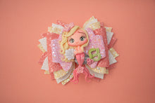 Load image into Gallery viewer, Yellow and Coral Mermaid 4.5 inch Signature Clay Bow