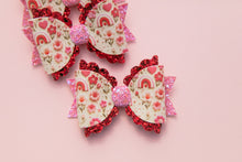 Load image into Gallery viewer, Hearts and Rainbow Floral 3.5 inch Maria Bows (Singles)
