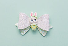 Load image into Gallery viewer, White Ballerina Bunny in Green 3.5 inch (8.9cm) Party Clay Bow