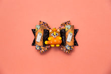 Load image into Gallery viewer, Halloween Orange Pup 3.5 inch Maria Clay Bow