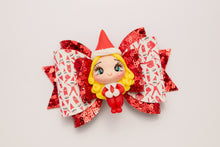 Load image into Gallery viewer, Blonde Elf on the Shelf Sequin 4.5inch Maria Clay Bow