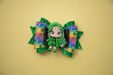 Load image into Gallery viewer, Green Rainbow School Girl 4.5 inch Maria Clay Bow
