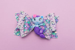 Mermaid Cat 4.5 inch (11.4cm) Gracie Clay Bow