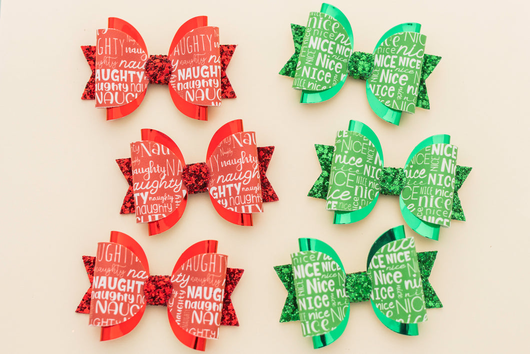 Naughty and Nice 3.5inch (8.9cm) Pigtail Maria Bow Set