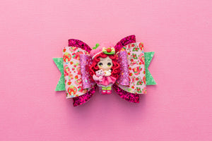 90’s Shortcake Girl with Cat 4.5inch (11.4cm) Maria Clay Bow