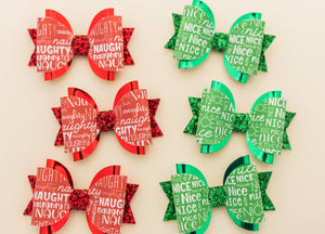 Naughty and Nice 3.5inch (8.9cm) Pigtail Maria Bow Set