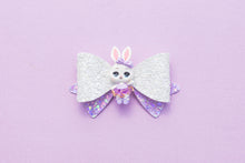 Load image into Gallery viewer, White Ballerina Bunny in Purple 3.5 inch (8.9cm) Party Clay Bow
