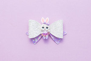 White Ballerina Bunny in Purple 3.5 inch (8.9cm) Party Clay Bow