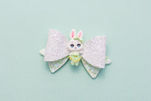 Load image into Gallery viewer, White Ballerina Bunny in Green 3.5 inch (8.9cm) Party Clay Bow
