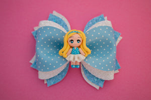 Plastic Dream in Blue Girl 4 inch Phoebe Clay Bow