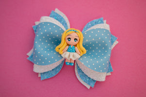 Plastic Dream in Blue Girl 4 inch Phoebe Clay Bow