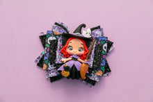 Load image into Gallery viewer, Cute Witch 4.5 inch Signature Clay Bow
