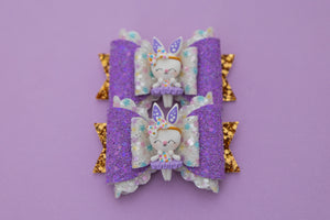 Purple Ballerina Bunny 3.5inch (9cm) Maria Clay Bow