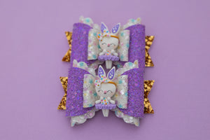 Purple Ballerina Bunny 3.5inch (9cm) Maria Clay Bow