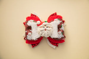 Red Santa 4 inch Phoebe Clay Bow