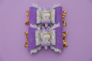 Purple Ballerina Bunny 3.5inch (9cm) Maria Clay Bow