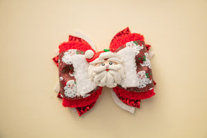 Red Santa 4 inch Phoebe Clay Bow