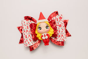 Blonde Elf on the Shelf Sequin 4.5inch Maria Clay Bow