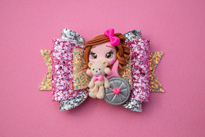 Sweet Girl in Wheelchair 4.5 inch Maria Clay Bow