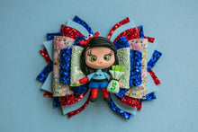 Load image into Gallery viewer, Cartoon Crab Girl 4.5 inch Signature Clay Bow
