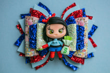 Load image into Gallery viewer, Cartoon Crab Girl 4.5 inch Signature Clay Bow
