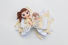 Load image into Gallery viewer, Bicycle Girls with Pets 4.5 inch Layered Clay Bows Assorted Designs
